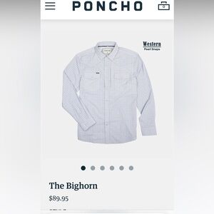 Men’s Poncho Long Sleeve Bighorn Pearl Snap Shirt Large Slim Fit